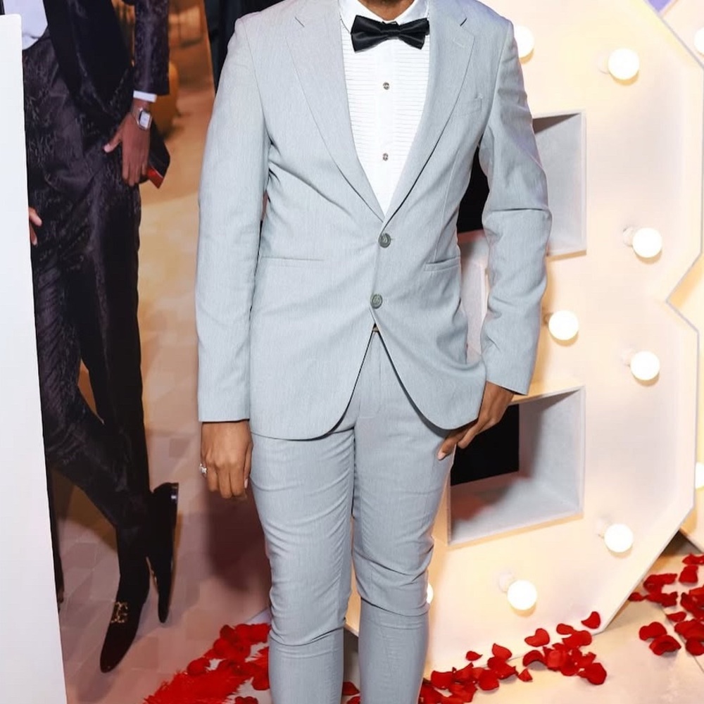 Men's Gray Suit with Bow Tie